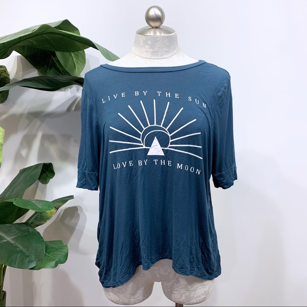 Peaceful Warrior Teal Graphic T-shirt